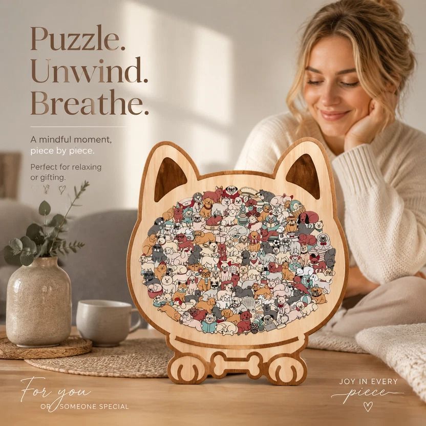 Wooden Jigsaw Puzzle, Melad Style Dog + Little Bear