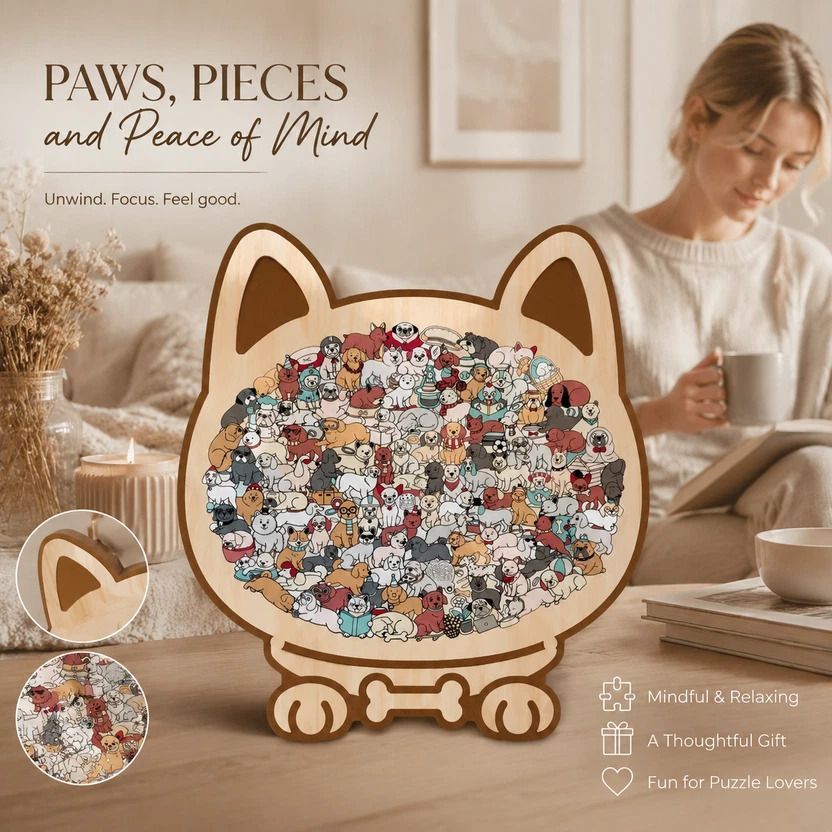 Wooden Jigsaw Puzzle, Puppy + Little Bear