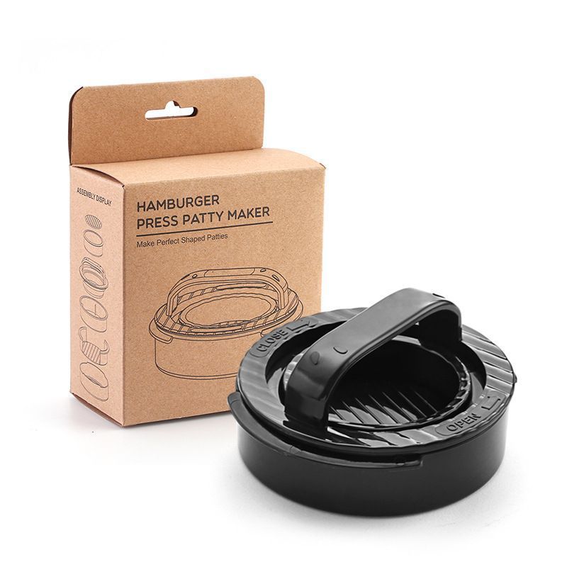 4Pcs Round Hamburger Patty Press Maker Tool Set black