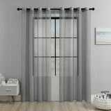 grey Light Transparent Window Sheers, 2 Pieces, Multiple Sizes Available