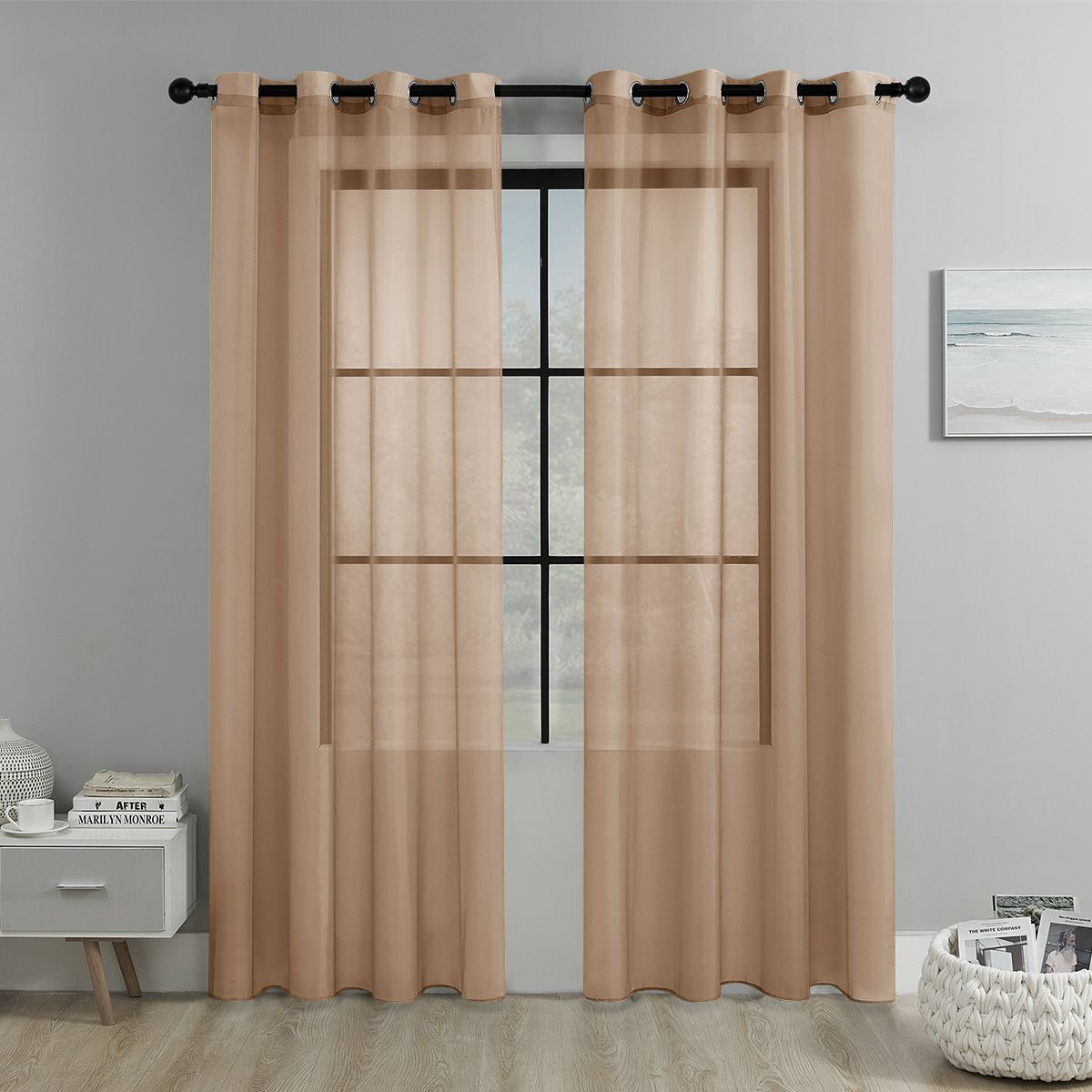 Mandy Orange Light Transparent Window Sheers, 2 Pieces, Multiple Sizes Available