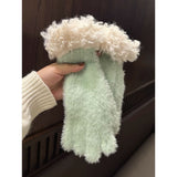 Green Faux Mink Spliced Gloves