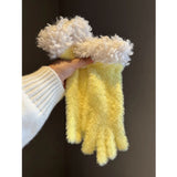 Yellow Faux Mink Spliced Gloves
