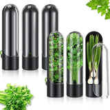 4Pcs Herb & Vegetable Fresh Storage Containers-Black