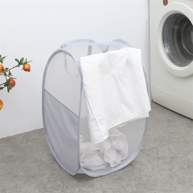 Foldable Laundry Hamper Light Gray 01