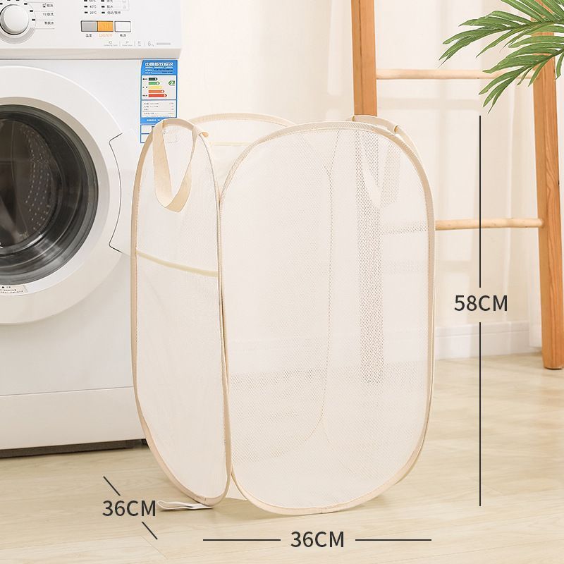 Foldable Laundry Hamper Beige 01