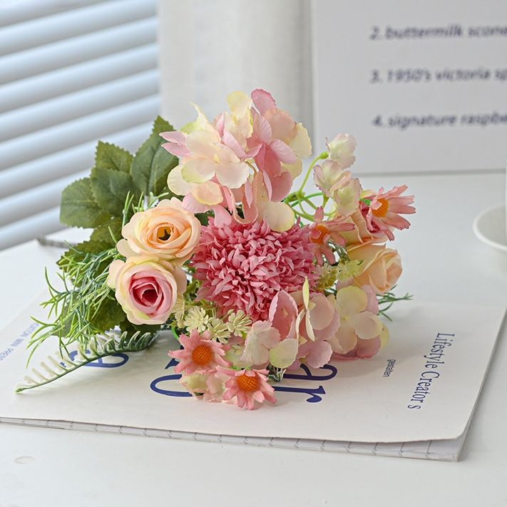 7-Branch Handheld Artificial Bouquet | Ins-Style Spring Romance, Long-Lasting Healing Little Happiness/7-prong rose hydrangea [enchanting purple]