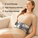Smart Heated Massage Waist Belt: Dual Motor 9-Level Vibration + 5-Level Heat Therapy, Detachable Digital Display, Dual Compression Strap Support, Say Goodbye to Back Pain!(white)