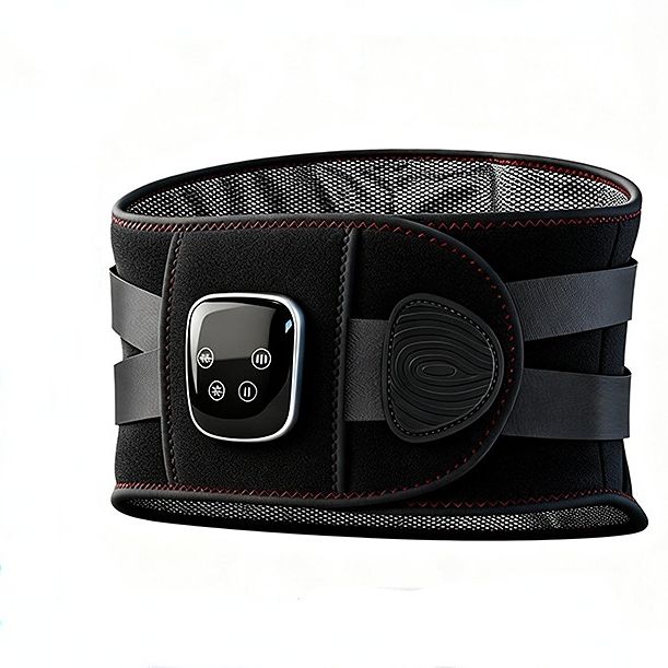 Smart Heated Massage Waist Belt: Dual Motor 9-Level Vibration + 5-Level Heat Therapy, Detachable Digital Display, Dual Compression Strap Support, Say Goodbye to Back Pain!(black)