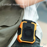 Wall-mounted USB rechargeable dual-purpose fan, integrating rapid cooling, dehumidification, and lighting functions. Features three-speed wind adjustment, can be worn on the waist via a hanging strap,Orange