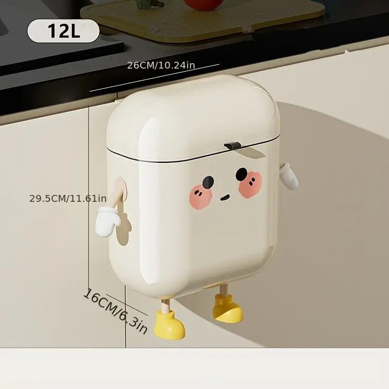 Wall Mount Kitchen Bin No Drill Adhesive Cabinet Door 12L  Space Save
