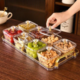 1-Piece 8-Compartment Snack Tray, BPA-Free Plastic Food-Grade Snack Organizer, Perfect for Nuts, Fruits, Candies, Potato Chips - Elegant Gold Decor for Home Entertainment, Party Snack Table Decoration, Party Snack Storage Box | Gold-Plated Tray