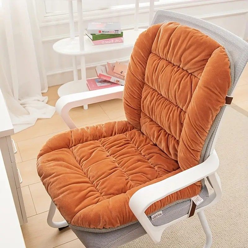 Winter Thick Fleece Seat & Back Cushion Set - 90cm Sofa Office Chair Warmer (ORANGE)