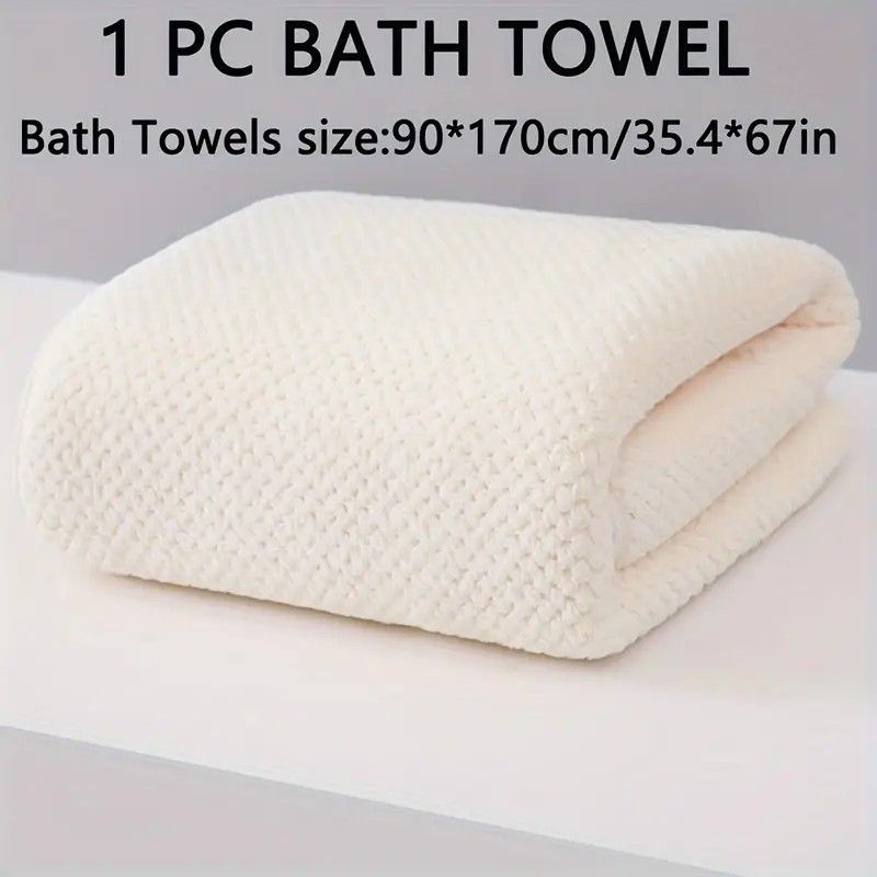 Modern Pineapple Grid Design Ultra-Soft Coral Fleece Bath Towel｜90x170cm Extra Thick Strong Absorption, Suitable for Bathroom, Gym, Hotel, and Home Use.(white)