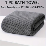 Modern Pineapple Grid Design Ultra-Soft Coral Fleece Bath Towel｜90x170cm Extra Thick Strong Absorption, Suitable for Bathroom, Gym, Hotel, and Home Use.(Dark grey)