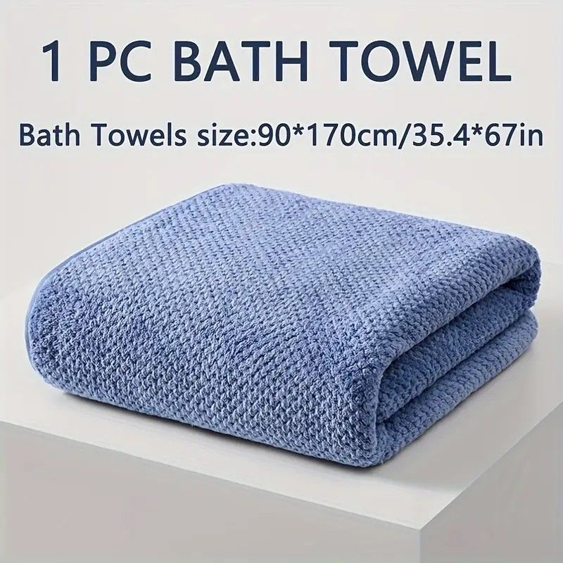 Modern Pineapple Grid Design Ultra-Soft Coral Fleece Bath Towel｜90x170cm Extra Thick Strong Absorption, Suitable for Bathroom, Gym, Hotel, and Home Use.(dark blue)