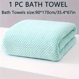 Modern Pineapple Grid Design Ultra-Soft Coral Fleece Bath Towel｜90x170cm Extra Thick Strong Absorption, Suitable for Bathroom, Gym, Hotel, and Home Use.(GREEN)