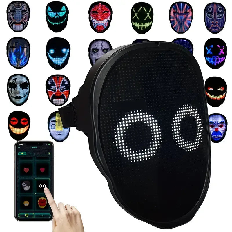 Smart LED Gesture-Sensing Light-Up Mask, 45 Dynamic + 70 Static Patterns, Party Atmosphere Essential / USB Rechargeable Version