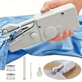 Handheld Sewing Machine, Mini Portable Sewing Machine, Quick Handheld Sewing Tool, Suitable for Fabric and Clothing (Batteries Not Included, Requires 4 AA Batteries), Colors of Fabric and Thread Spool in Accessories Are Random