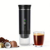 Portable 20Bar High - Pressure Extraction Coffee Machine, 80ml Stainless Steel Water Tank + Foldable Stand, Low - Battery Alert & Real - Time Temperature Control, Enjoy Barista - Quality Coffee on the Go, at Office or While Driving。black
