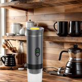 Portable 20Bar High - Pressure Extraction Coffee Machine, 80ml Stainless Steel Water Tank + Foldable Stand, Low - Battery Alert & Real - Time Temperature Control, Enjoy Barista - Quality Coffee on the Go, at Office or While Driving,Grey
