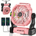 PINK 2-in-1 Portable Fan & Light, Quiet & Cool for Outdoor Use