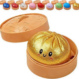 Simulated Smiley Steamed Bun Squishy Toy, Cute Stress Relief Plaything, Soft Slow-Rebound Texture, Adorable Desktop Decor（Golden pinching）