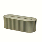 Green cable storage box with lid, open for access