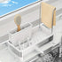 No Drill 360° Rotating Drain Sponge Holder with Tray Kitchen Sink Organizer(WHITE)