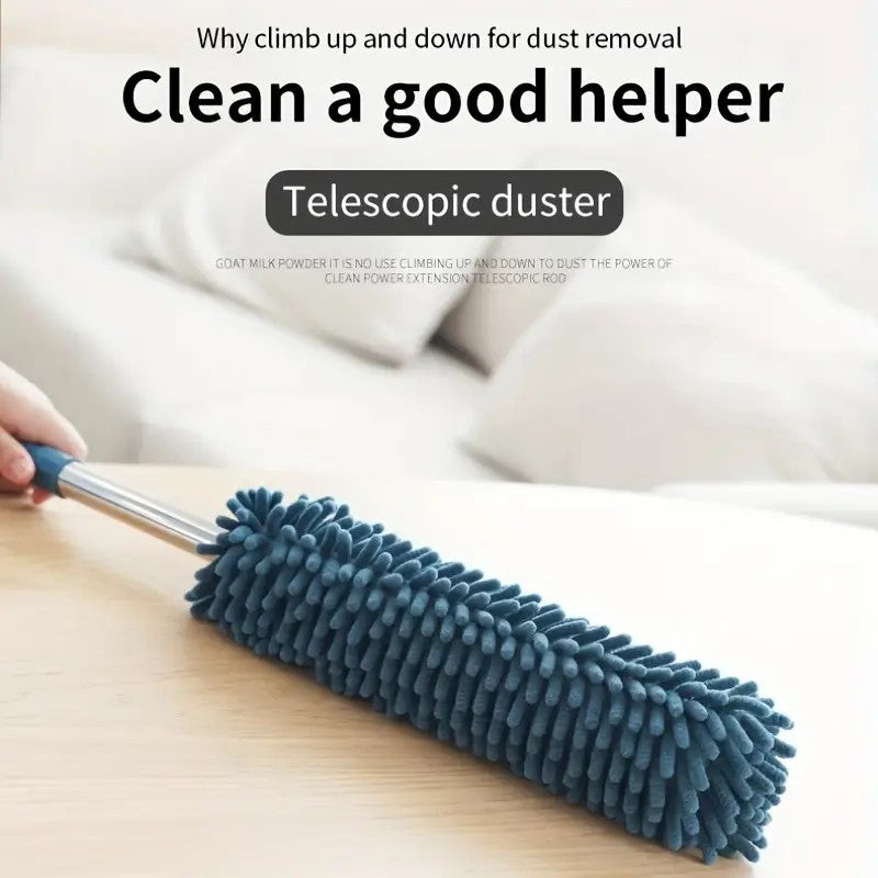 （navy blue）Household Cleaning Duster / Static Duster / Dust Sweeper / Telescopic & Non-Shedding / Washable & Bendable / High-Reach Cleaning Tool / Cleaning Tools & Supplies