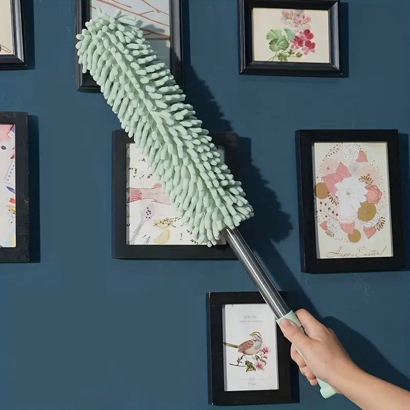 pale green  Household Cleaning Duster / Static Duster / Dust Sweeper / Telescopic & Non-Shedding / Washable & Bendable / High-Reach Cleaning Tool / Cleaning Tools & Supplies