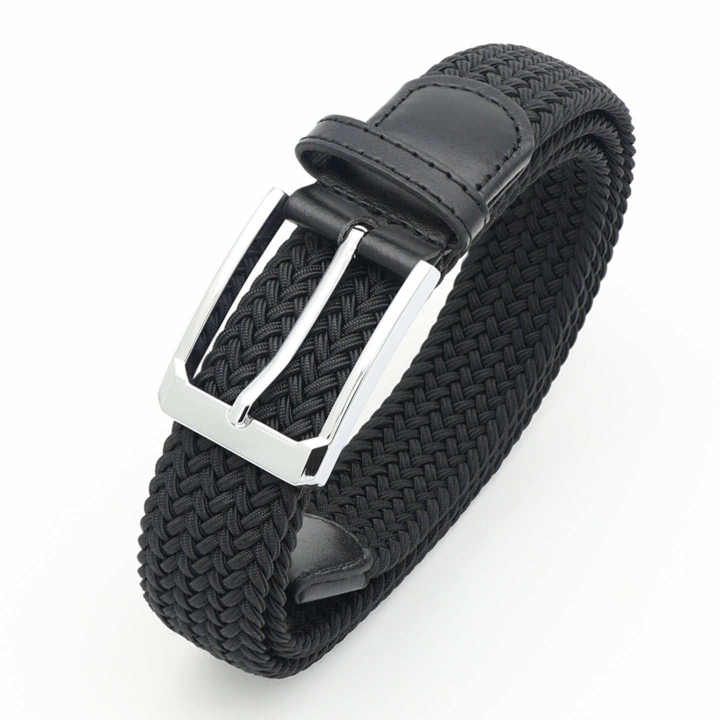 No-Hole Elastic Woven Belt, Unisex Comfortable and Versatile, Strong Elasticity Anti-Loosening, Breathable and Skin-Friendly No Sweating, Essential for Outdoor Sports and Daily Commute, A Casual Style Choice/Black : L code