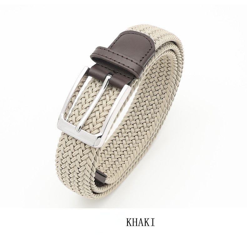 No-Hole Elastic Woven Belt, Unisex Comfortable and Versatile, Strong Elasticity Anti-Loosening, Breathable and Skin-Friendly No Sweating, Essential for Outdoor Sports and Daily Commute, A Casual Style Choice/khaki:L code