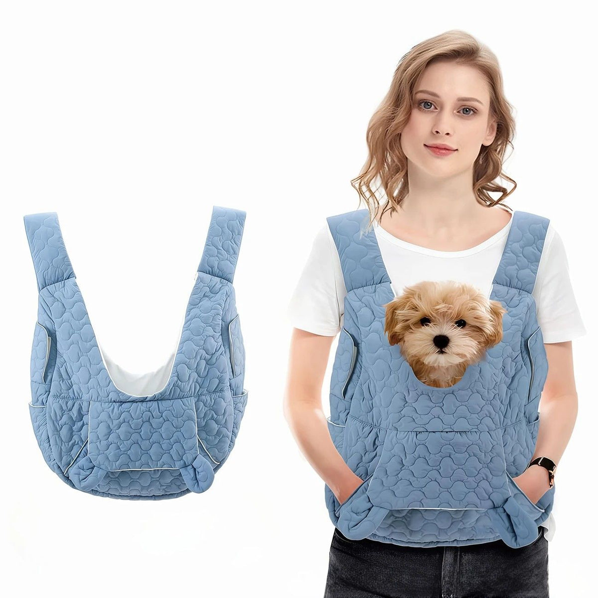 Pet Chest Carrier Front-Facing Backpack Small Dog Cat Breathable Carrier Hands-Free Sling(BLUE)