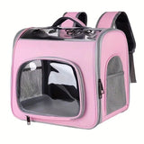 Pet Backpack Portable Transparent Foldable Comfort Design Hands-Free Travel for Cats Small Dogs(PINK)