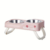Dopamine Color Pet Bowl Set, Anti-Slip Adjustable Height Design for Small/Medium Dogs and Cats(pink)