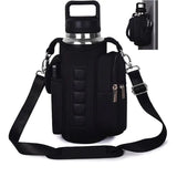 6-Magnet Suction Fitness Water Bottle Bag: Comes with Phone Pocket + Multi-Pocket Crossbody Design, Adjustable Shoulder Strap, Compatible with Treadmill and Squat Rack, Thickened Wear-Resistant Sports Essential/BLACK