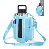 6-Magnet Suction Fitness Water Bottle Bag: Comes with Phone Pocket + Multi-Pocket Crossbody Design, Adjustable Shoulder Strap, Compatible with Treadmill and Squat Rack, Thickened Wear-Resistant Sports Essential/BLUE