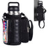 Transparent Single Row 6 Magnet Fitness Water Bottle Bag: HD touchscreen phone pocket, multi-pocket storage, thickened wear-resistant material securely attaches to equipment, one bag handles all sports and travel needs./black