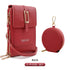 PVC Phone Bag and Coin Purse Two in One: High Definition Touch Screen Window for Sensitive Control, Zipper Anti Loss Adjustable Shoulder Strap, Practical and Beautiful for Travel Storage/red