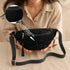 Bohemian Crochet Crossbody Bag: Handmade Openwork with Tassels, Lightweight & Spacious, Versatile for Commuting & Vacation/BLACK