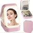 Portable 3-Light LED Makeup Mirror with Organizer – Travel Vanity Case, Rechargeable Touch Control Makeup Box for Home & Travel(pink)