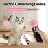 Electric Cat Fishing Wand Toy: One-Button Launch with Spring Retraction, the Perfect Stress-Relief Toy for Human-Pet Interaction/Black [gift battery *2+ replacement head *2+ screwdriver]