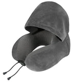 Outdoor Travel Car Pillow, 1pc Memory Foam Hooded U-shaped Neck Pillow, Washable, Neck Pillow with Hood.GREY