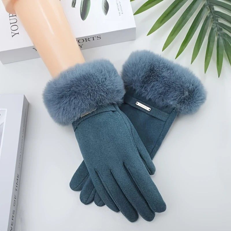 Dralon Warm Gloves - Minimalist Finger - Separate Design, Multiple Colors, Windproof Plush Cuff, Unisex One - Size for Autumn & Winter Daily Fashion Matching(beige)