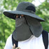 Army Green .Extra Wide Fishing Hat with Detachable Sun Visor and Neck Guard - The Perfect Choice for Summer Fishing, Hiking, and Outdoor Activities.