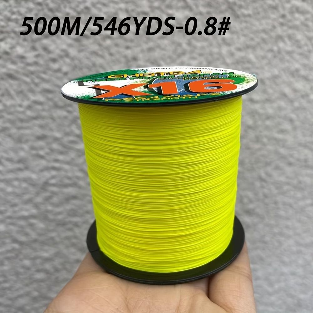 16-Strand PE Line 500M, Ultra-High Strength 25-200LB, 16-Strand High-Density Weave — Essential Main Line for Lure Casting, Saltwater, Pike/Muskie, Anchoring & Big Game (25LB - 0.8#)