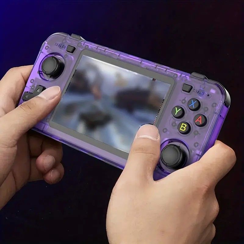 R36H Retro Game Console 128G  Handheld with 23 Emulators, Linux System, 3.5-inch IPS Screen, 640×480 Resolution, USB Charging, Ultra-Long Battery Life, Perfect Gift for Friends.purple