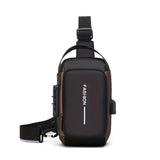 Honeycomb breathable men's chest bag: USB charging and password lock for safety and convenience, M/L sizes available, adjustable shoulder strap for pressure relief, essential item for travel.(black money,L)
