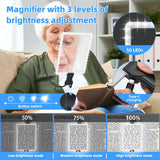 LED 5X Magnifying Glass with Light, Type-C Charging with Three Brightness Levels, Full Frame Protection with Extra-Long Gooseneck – A Great Helper for Seniors' Reading and Handcraft Repairs./black